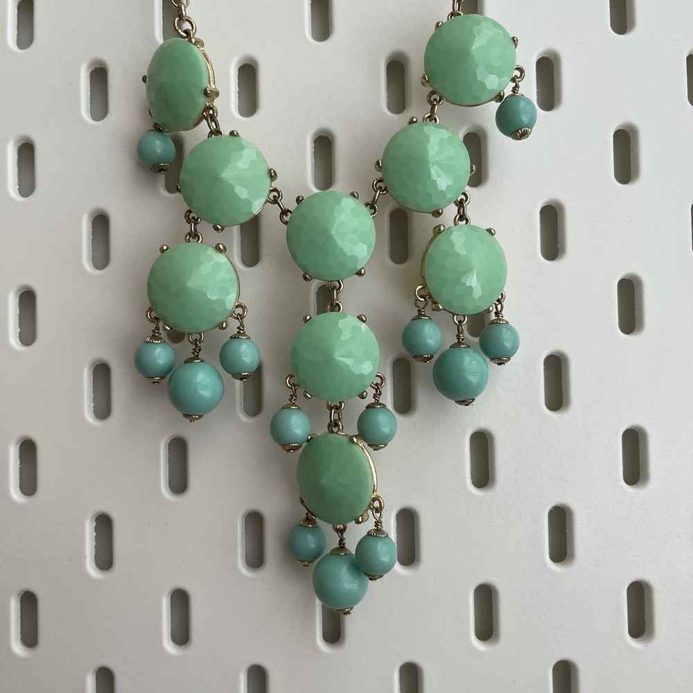 J.Crew Statement Bauble Necklace Mint Green & Gold
